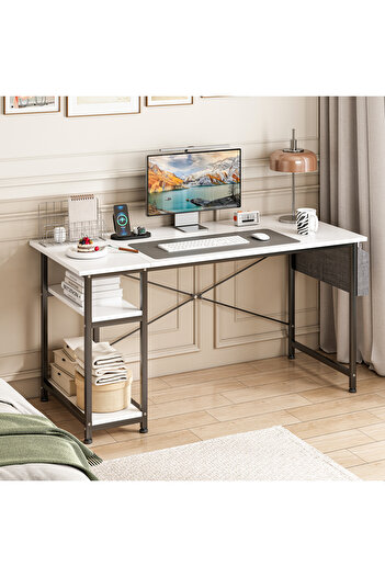 Sheinhome A computer desk with double storage layers, suitable for home office, Study desk and computer desk