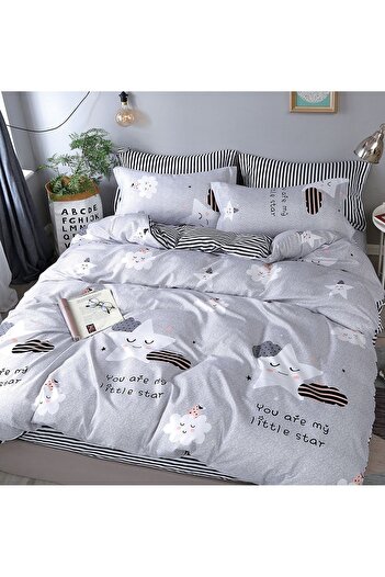 CHIRASO 4 Piece Bedding Set, Satin Cotton Sheet 240x250cm, Duvet Cover 200x230cm, 2 Pillowcases