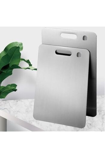 ERGENÇLERZÜCCACİYE Double Steel Cutting Board Stainless Steel Large Size 34X24Cm and Medium Size 30X20Cm