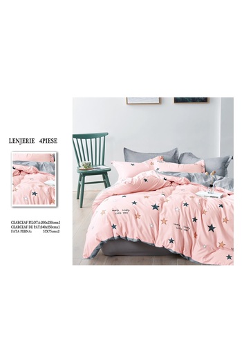 CHIRASO 4 Piece Bedding Set, Satin Cotton Sheet 240x250cm, Duvet Cover 200x230cm, 2 Pillowcases