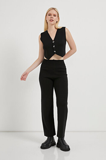 Arma Life Armalife 1194 Button Detail Vest-Tricko Pants Women's Set