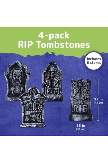 prextex Set of 4 Halloween decorations, foam, black, 43 cm