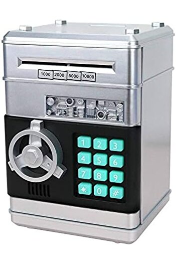 Generic Electronic Piggy Bank ATM for Kids, Money Safe Coin and Cash Storage Toy (Silver)