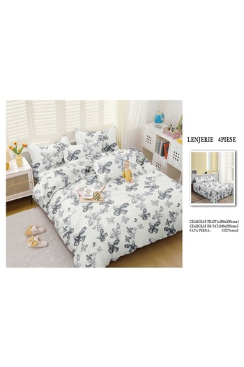 CHIRASO 4 Piece Bedding Set, Satin Cotton Sheet 240x250cm, Duvet Cover 200x230cm, 2 Pillowcases