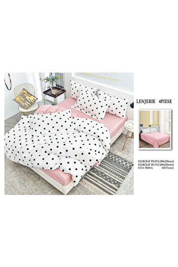 CHIRASO 4 Piece Bedding Set, Satin Cotton Sheet 240x250cm, Duvet Cover 200x230cm, 2 Pillowcases