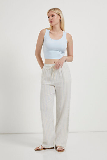 Arma Life Women's Striped Elastic Waist Baggy Muslin Pants