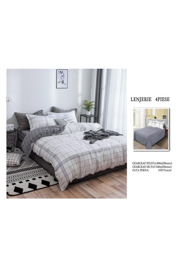 CHIRASO 4 Piece Bedding Set, Satin Cotton Sheet 240x250cm, Duvet Cover 200x230cm, 2 Pillowcases