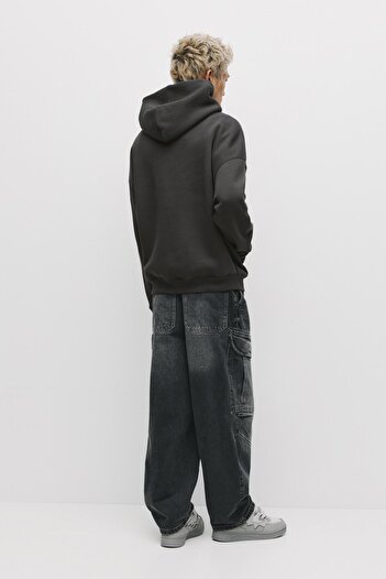 Pull & Bear Kapüşonlu bol kesim sweatshirt