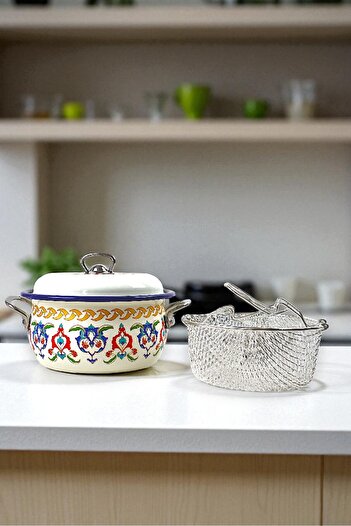 İnci Emaye 22 No Enamel Cookware&Fryer, Serving, Dining Camping, Picnic, Dowry