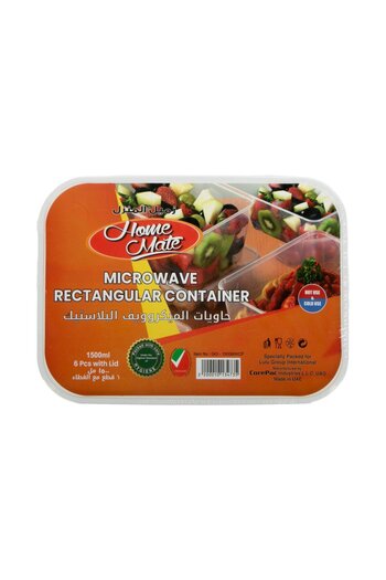 Homemate Home Mate Microwave Rectangular Container 6pcs Set with Lids 1500ml BPA-Free