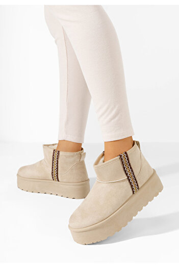 B T Shoes Μπότες τύπου ug με πλατφόρμα Liley μπεζ