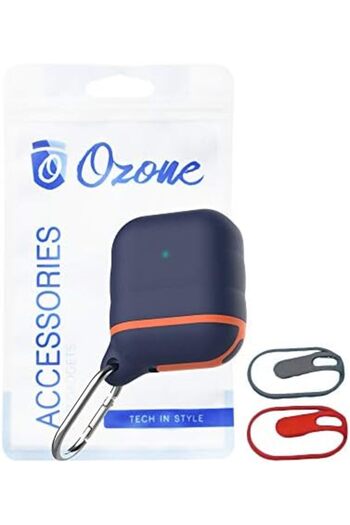 O Ozone Ozone Silicone AirPod Case with Hook and 2 Straps Protective Cover for AirPod 1/ Airpod 2 [Front LED