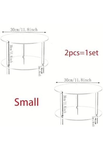 Slasa Acrylic Side Table – Modern Two-Tier Circular Coffee Table – 30 × 30 × 5 cm