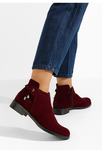 B T Shoes Bordové kožené kotníkové boty Dezara V3