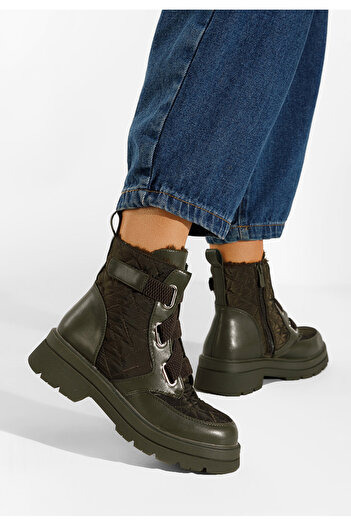 B T Shoes Zelené kotníkové zimní boty Restesa
