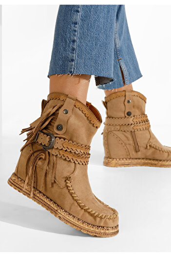 B T Shoes μποτακια πλατφορμεσ καφε Izenite