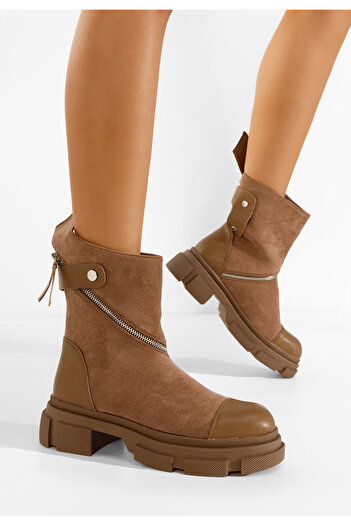 B T Shoes Γυναικεία μποτάκια καφε Diezma