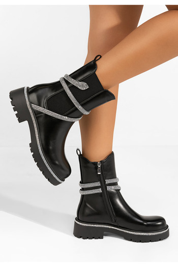 B T Shoes Μποτάκια Chelsea γυναικεία Siris Μαύρα