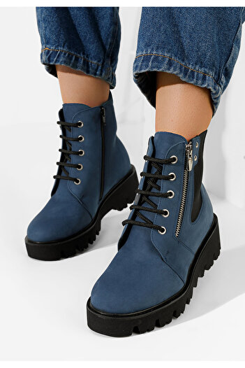 B T Shoes Γυναικεία δερμάτινα μποτάκια Welsa V2 Νειβι