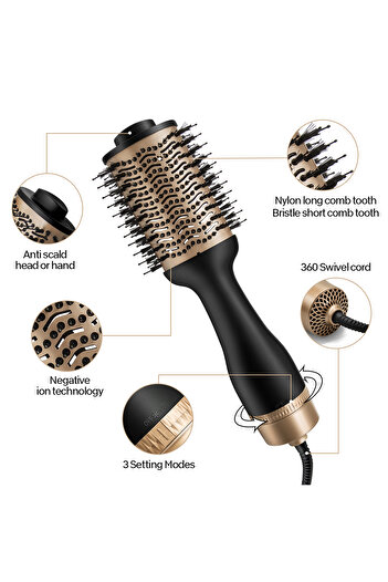 Remington 5 in 1 Hair Dryer,1200W with Straightener and Curling Comb,3 Heat Speed Settings with Cool