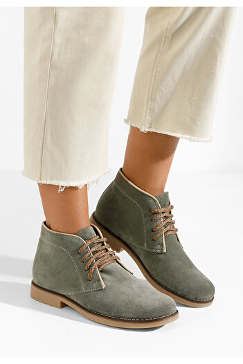 B T Shoes Γυναικεία δερμάτινα μποτάκια Alene πρασινο