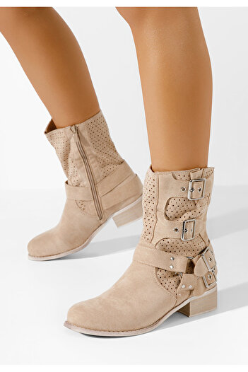 B T Shoes Γυναικεία μποτάκια Daiela μπεζ