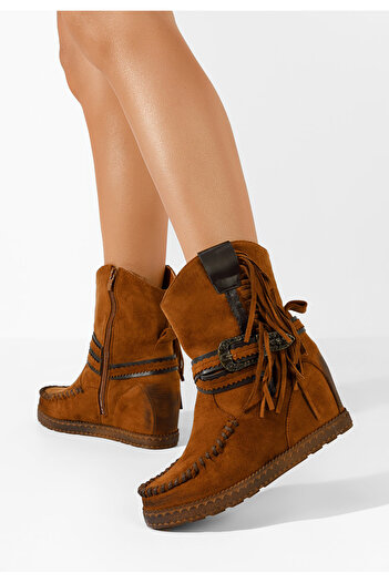 B T Shoes Camelové mocc kozačky Elix