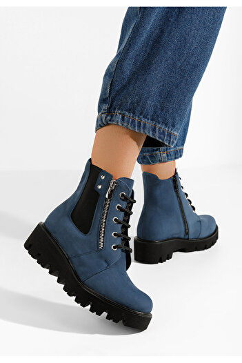 B T Shoes Γυναικεία δερμάτινα μποτάκια Welsa V2 Νειβι
