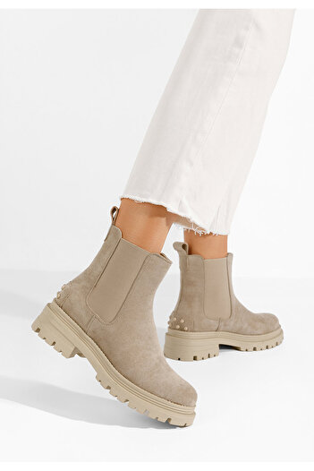 B T Shoes Μποτάκια Chelsea γυναικεία Sallia μπεζ