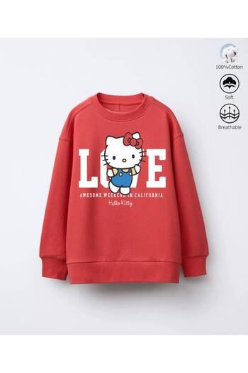 Daisy Dolly Girl's 3-Thread Plain Cotton Sweatshirt
