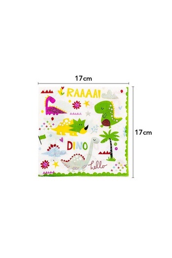 Flippy Set 20 Napkins, Flippy, Dino Park Collection, 17 x 17 cm, Made of Paper, Multicolor