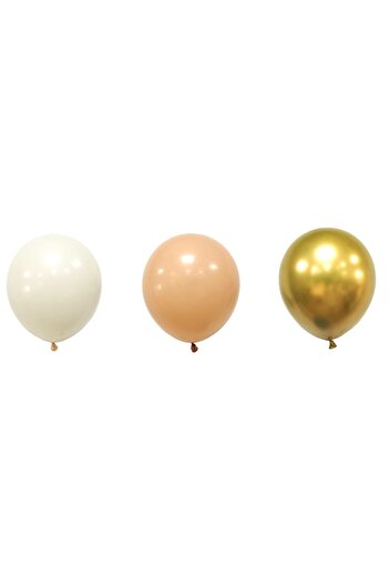 Flippy Set of 16 Metallic Latex Balloons, Flippy, Party Model, 30 cm, Gold, Dark and Light Beige, 2.8 g