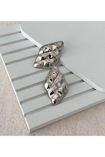 julee.co Elegant Pinterest Steel Silver Earrings(3.8X2.5Cm)