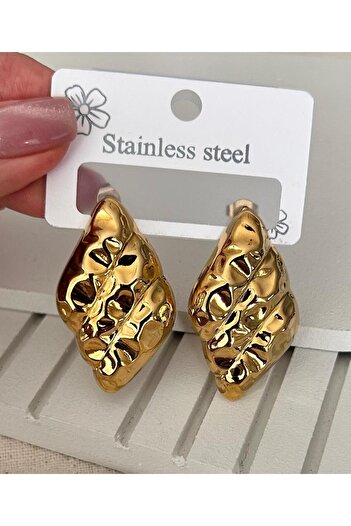 julee.co Elegant Pinterest Gold Steel Earrings(3.8X2.5Cm)