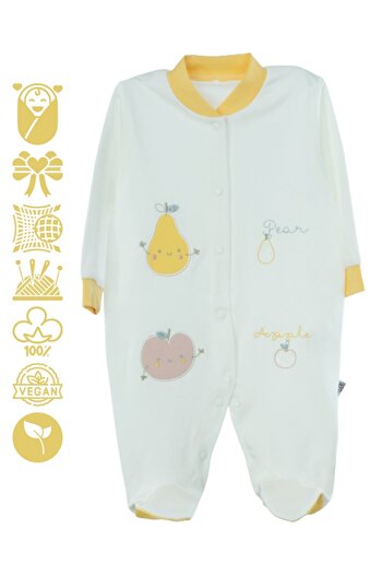 Oppland Baby Boy Jumpsuit 3-6 Months Organic 100% Cotton Fabric Long Sleeve Snap Fastener Opebt25Byzmod51