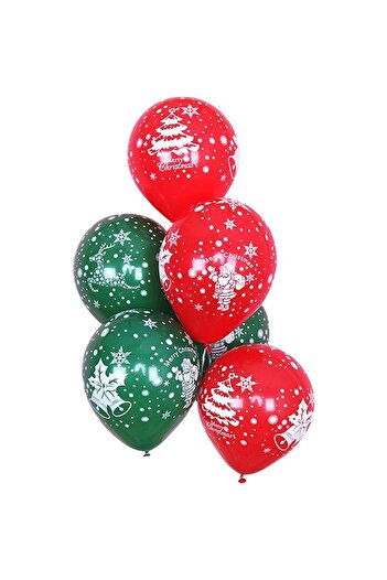 Flippy Set 16 Balloons Latex Model Merry Christmas Theme Christmas 25 cm Green Red