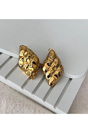 julee.co Elegant Pinterest Gold Steel Earrings(3.8X2.5Cm)
