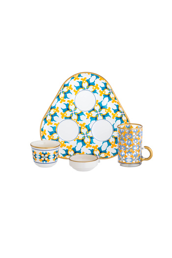 Bosphorus Glass 4-piece Turkish glass tea and coffee set in modern colors