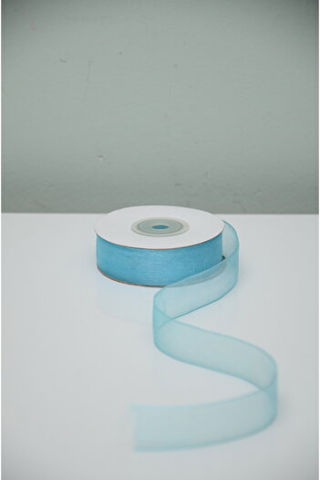 ÇINARASYADAHOME Μπλε κορδέλα οργάντζα σε ρολό 20 mm x 25 γιάρδες – 23 μέτρα Διακοσμητική κορδέλα για συσκευασία δώρου και διακόσμηση