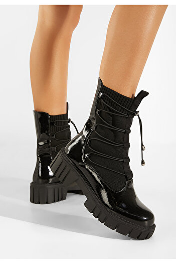 B T Shoes Černé dámské kotníkové boty Lisette