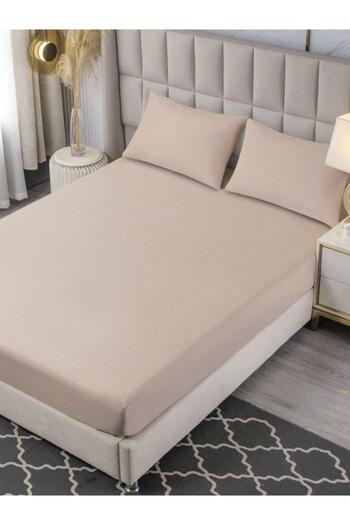 She&Co Cotton Fitted Sheet Set - Single/ Double/ King Size - Beige