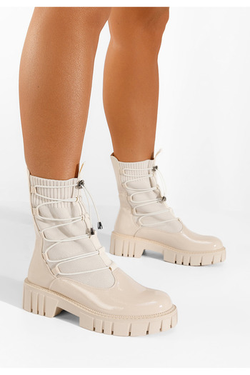 B T Shoes Béžové dámské kotníkové boty Lisette