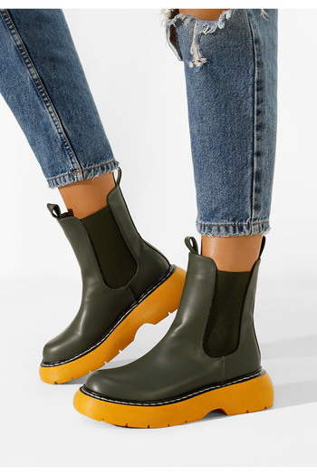 B T Shoes Zelené šněrovací kotníkové boty Elizabeth