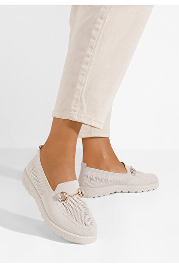B T Shoes Béžové dámské mokasíny Antonela