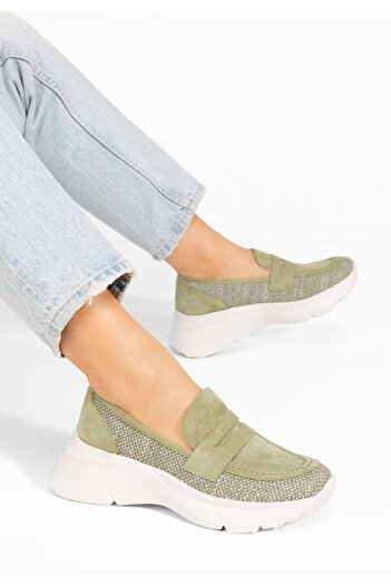 B T Shoes Μοκασίνια με πλατφόρμα Almata πρασινο