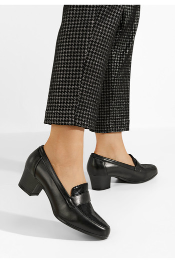 B T Shoes Black Elidera heeled loafers