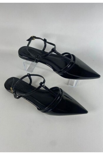 Erbilden Canca Black Patent Leather Ballerina Shoes