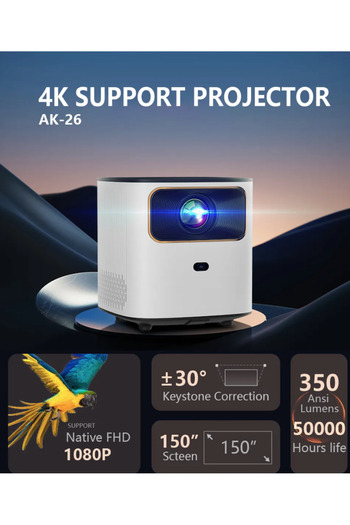 OEM Videoproiector portabil inteligent LED Aokang AK-26, 350 ANSI lumeni, Android 9.0, WiFi, Bluetooth 5.0