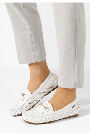 B T Shoes μοκασινια καλοκαιρινα Aishani λευκά