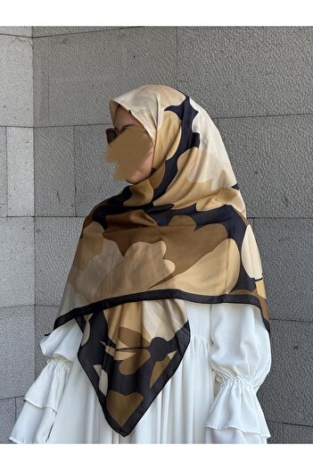 Qalortex Scarf Κασκόλ με σχέδιο Vera από βαμβάκι-Μαύρο/Χρυσό